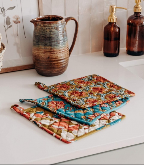 Hot plate holder - Iris olive