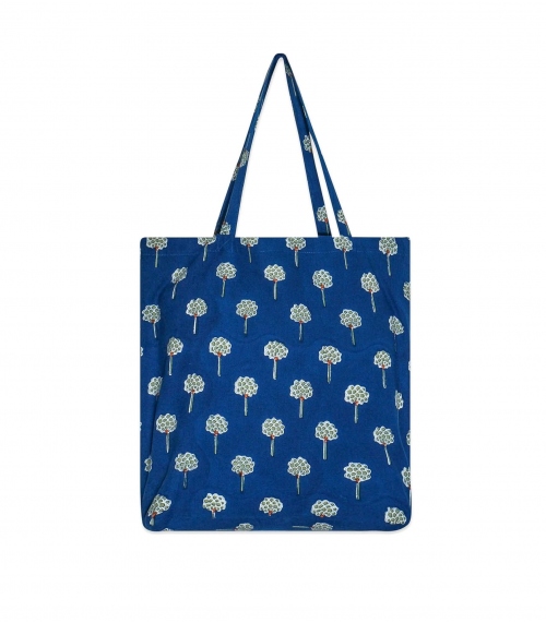 Tote bag fleuri - bleu nuit