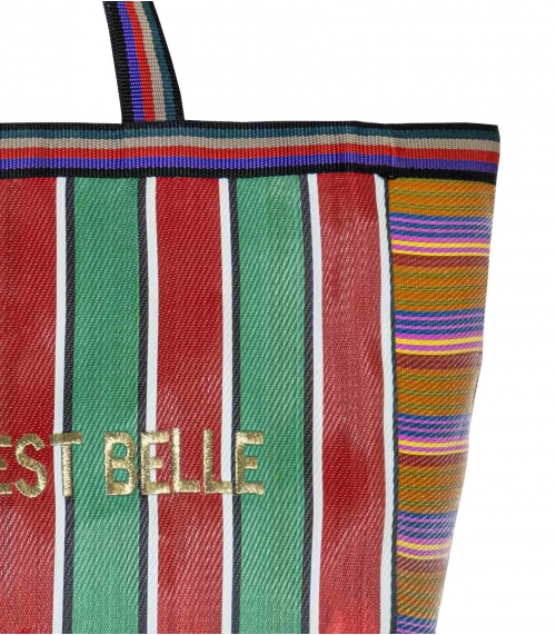 La Vie est Belle Shopping bag - red and green