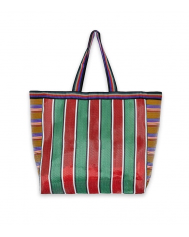 Cabas indien - rouge brique et vert sapin