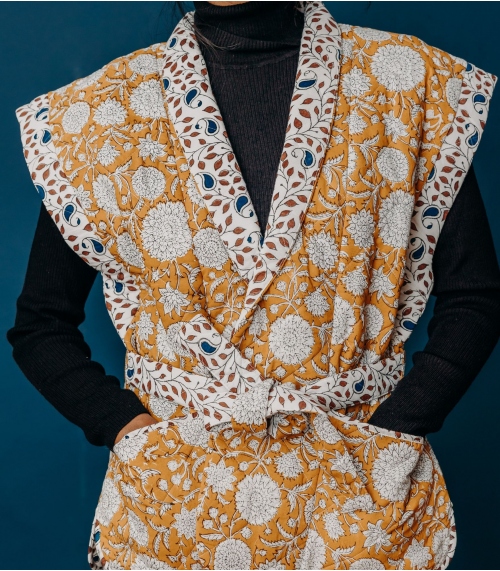 Floral jacket size S/M - mustard yellow