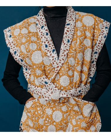 Floral jacket size S/M - mustard yellow