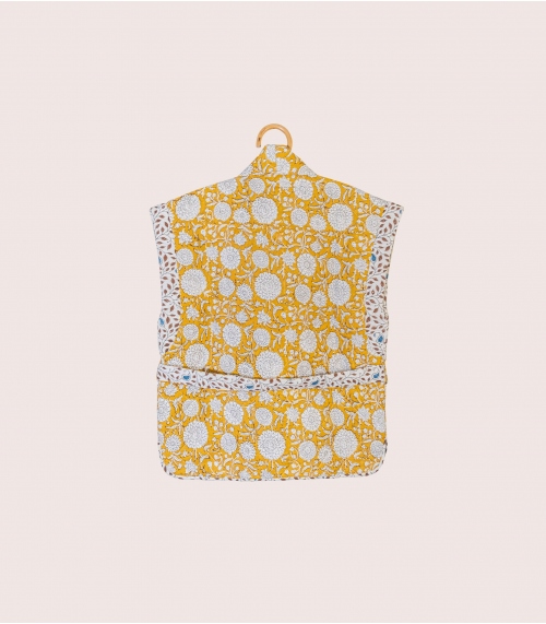 Veste fleurie taille S/M - moutarde