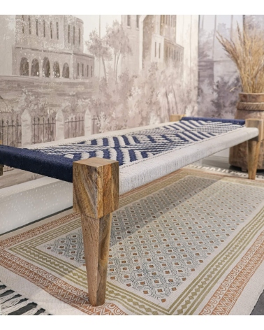 Indian daybed 59x24x18 inches - blue & offwhite