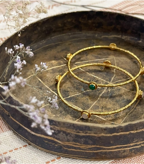 Bracelets indien en argent plaqué or