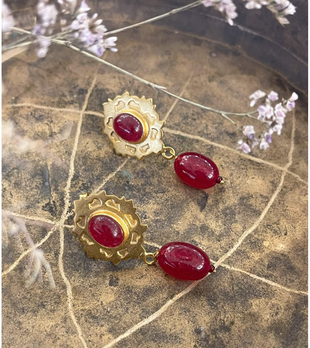 Red quartz indian earrings