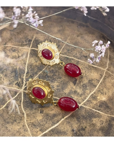 Red quartz indian earrings