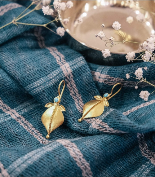 Boucle d'oreilles plaquées or turquoise