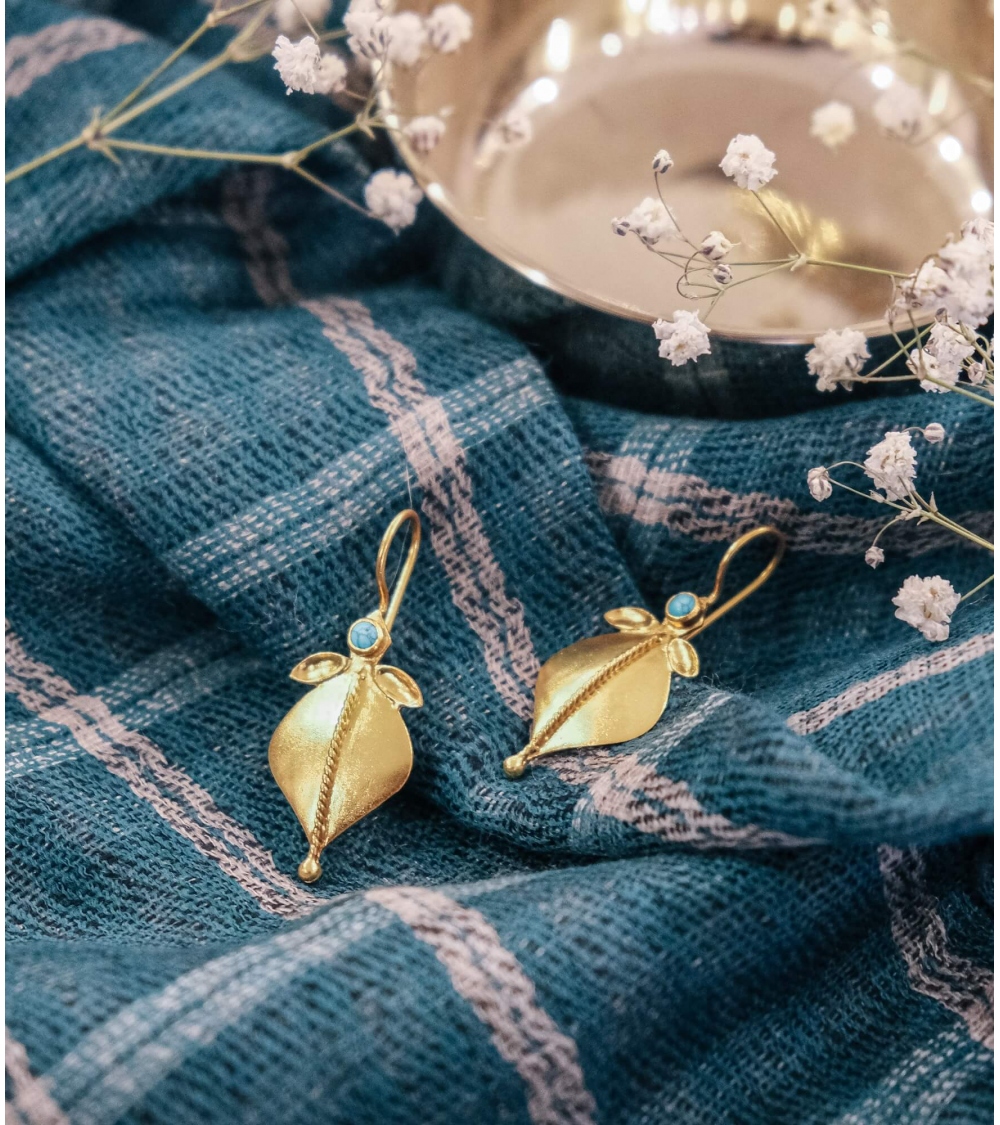 Boucle d'oreilles plaquées or turquoise