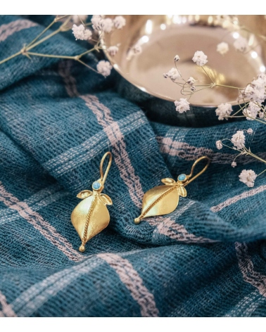 Boucle d'oreilles plaquées or turquoise