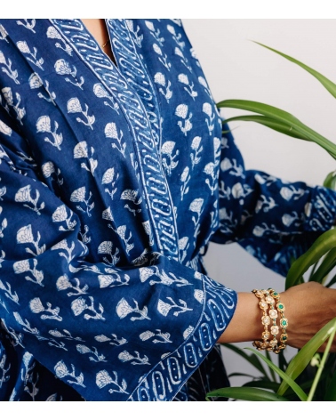 Bracelets indiens argent plaqué or et pierres semi précieuses