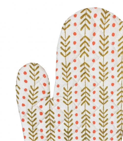 Printed kitchen glove 6x13 inches - Thea olive