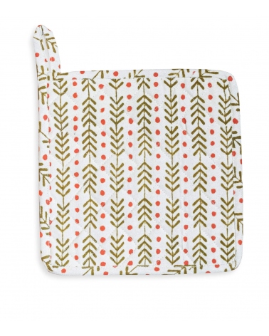 Cotton hot plate holder 8x8 inches - Thea olive