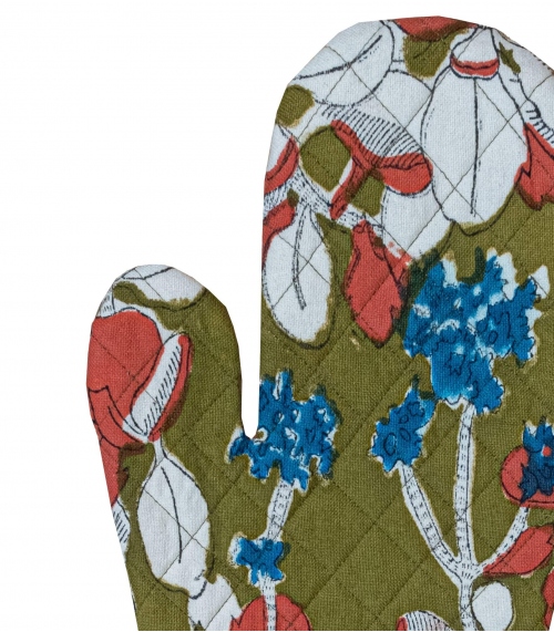 Manique imprimée 16,5x33 cm - Iris olive