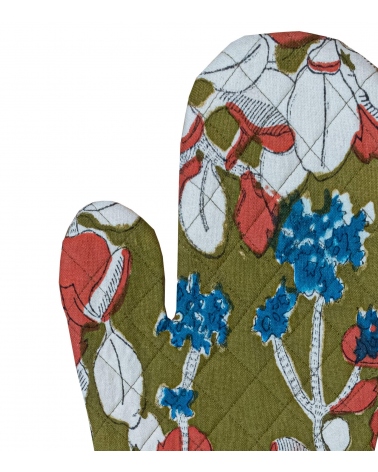 Manique imprimée 16,5x33 cm - Iris olive