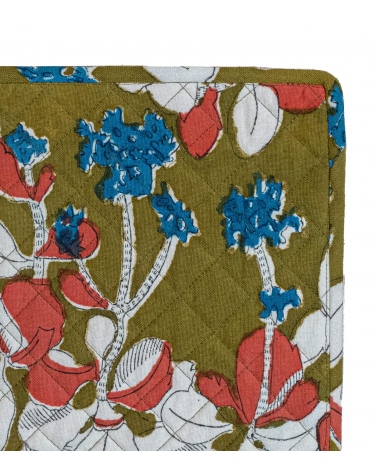 Dessous de plat en coton 20x20 cm - Iris olive