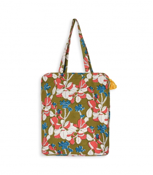Tote bag zippé Iris olive