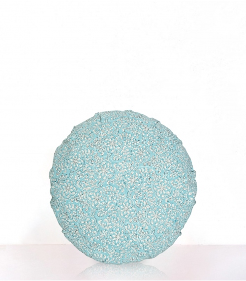 Carma floral cushion blue