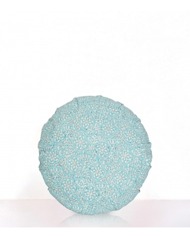 Carma floral cushion blue